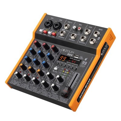 Professional 4 Channel DJ Audio Mixer Interface Music Sound Mixer Board With ...