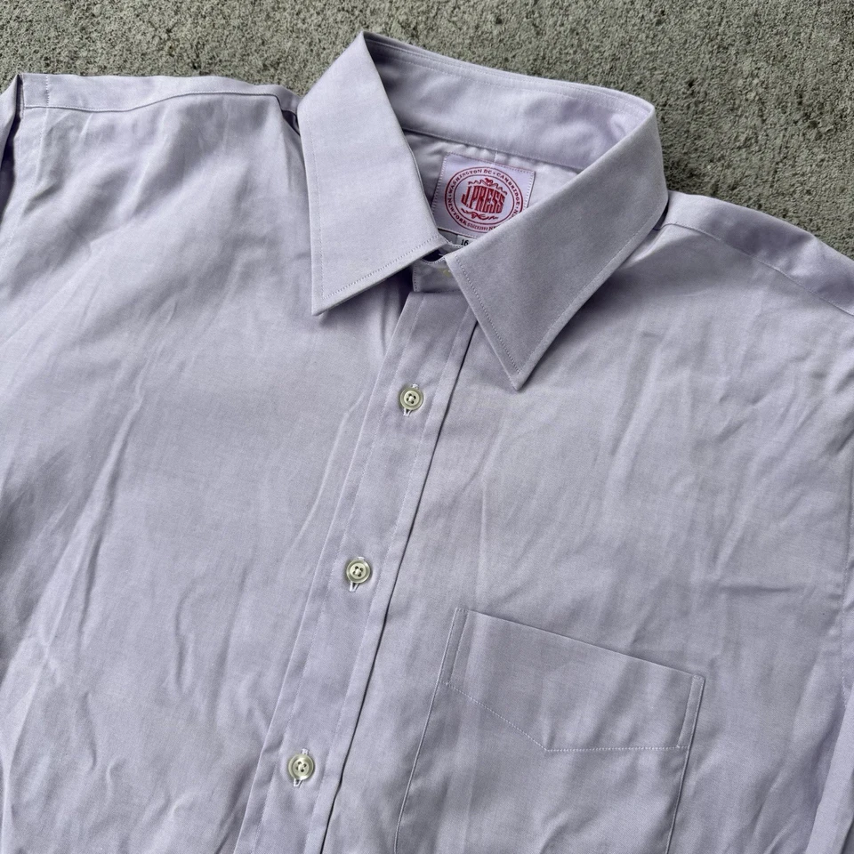 J Press Button Up Dress Shirt Made in USA Purple Pocket Cotton Size 16 34 - Image 3 of 4