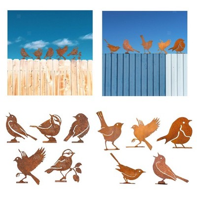 5 Pieces Rusted Birds Decorations Garden Ornaments for Balcony Gates Branches