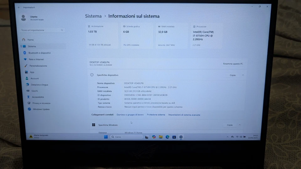 ASUS ROG Strix SCAR II 15.6" (1 TB, Intel Core i7 8a Gen., 2.2 GHz, 32GB) - Immagine 2 di 4