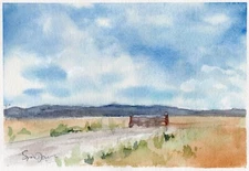 Original watercolor painting, 5x7 original and signed  Small Landscape