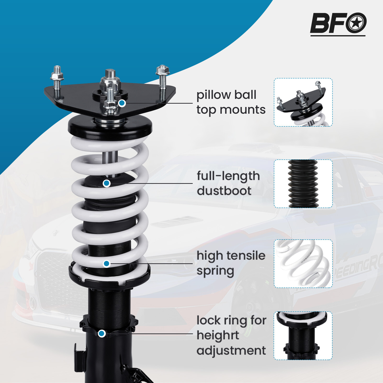 BFO Lowering Coilovers Shock Springs For Subaru Impreza WRX 0207
