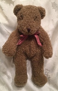 6-RARE-Brown-Teddy-Bear-Mini-Bear-Red-Gingham-Bow-Ribbon-Sewn-Eyes