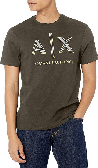 Мужская футболка из хлопчатобумажного джерси с неоновым логотипом ARMANI EXCHANGE Трюфельный XS 8990₽