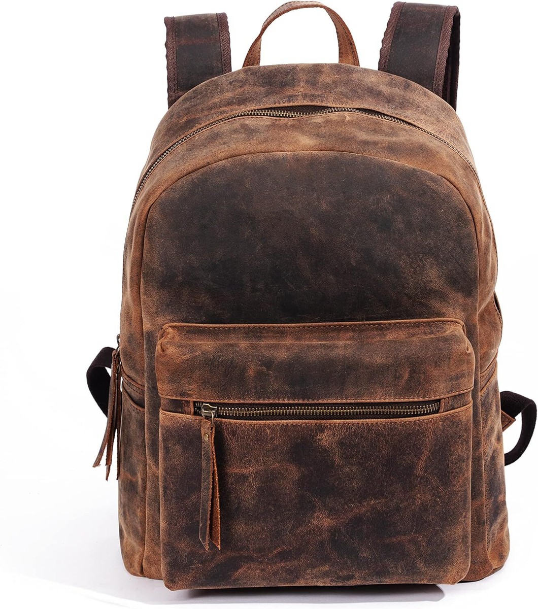 KomalC 17 inch Leather backpack rucksack laptop bag, travel hiking travel... KomalC 17 inch Leather backpack rucksack laptop bag, travel hiking travel...