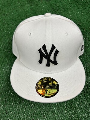 New York Yankees MLB New Era 59FIFTY Fitted Cap Sz 7 1/2 Two Tone White Black