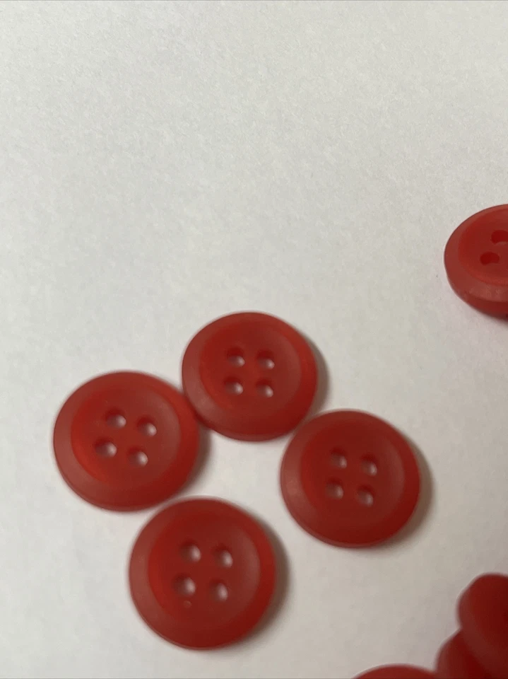 100 x 12mm Deep Red 4 Hole With Small Rim Buttons Tailoring/Sewing/Resale - Image 2 of 3