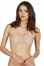 Le Mystere Soma Lace Perfection Unlined Strapless Nude Size 36DDDD/F NWT