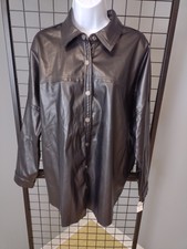 Grace + Karma Vegan Leather Shacket Woman's Size Xl Snap Buttons Black Jacket