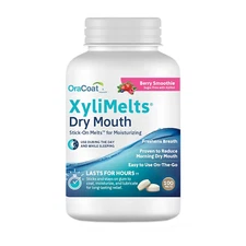OraCoat  Xylimelts Dry Mouth Relief Moisturizing Stick-On-Melts, 100 Count Berry