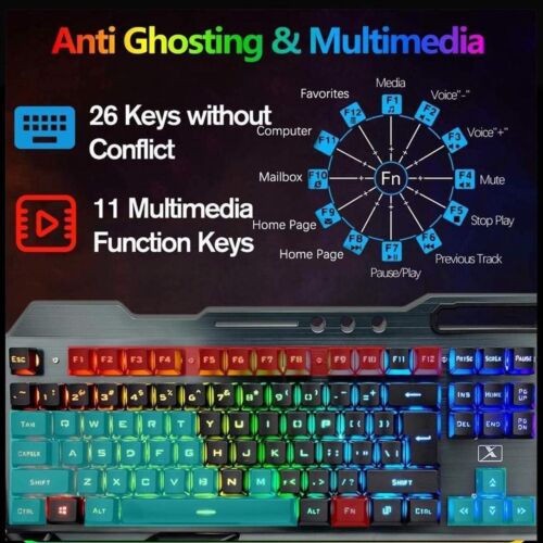 Wireless Gaming Backlit Rechargeable Keyboard and 7 Color Gaming Mouse 1259 - Picture 5 of 7