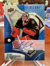 21/22 2021 UPPER DECK ALLURE FILIP GUSTAVSSON #148 ROOKIE BLUE LINE AUTO /35