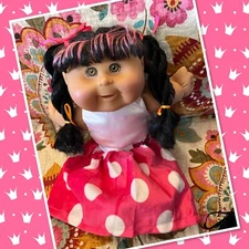 Sweet Cabbage Patch Kids Jakks Girl Doll Long Soft Wavy Black Hair Pink Lights