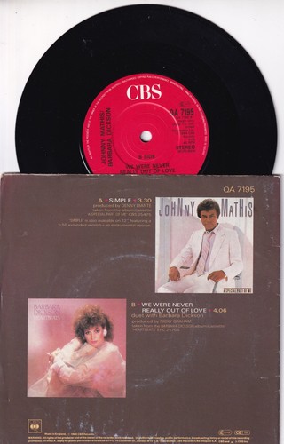 Johnny Mathis 1986 Limited edition poster 45rpm single- Simple / We Were Never - Picture 2 of 2