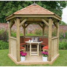 Image of Garden Gazebo 3.0m Hexagonal Wooden Pressure Treated - High Quality