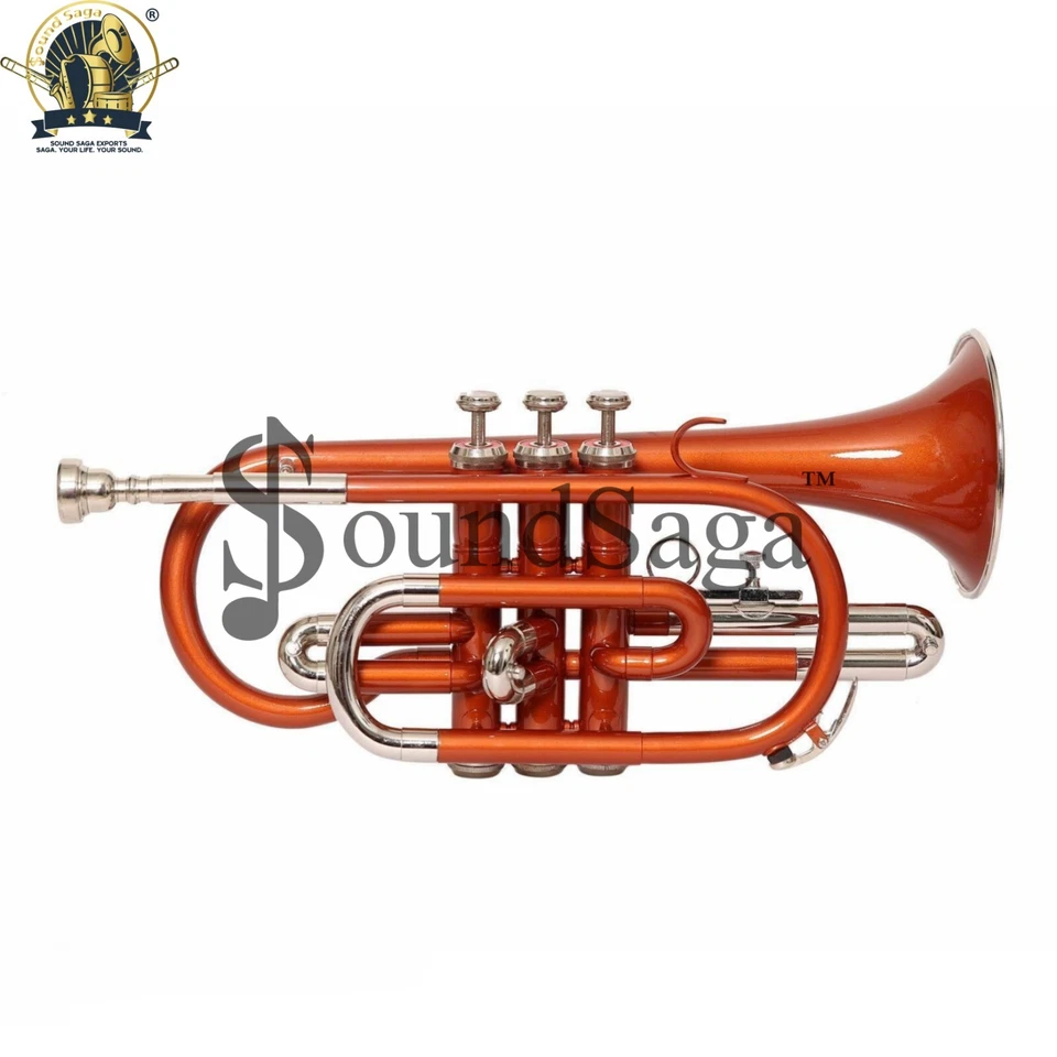 SOUND SAGA Corneta 3 Válvulas Bb Paso Con Boquilla y Estuche de Transporte (Cobre Plata) Foto 3 de 4