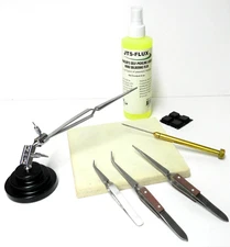 Jewelry Soldering Tools Kit Ceramic Solder Board Third Hand Pick Tweezers & Flux