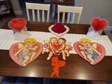 Vintage Valentines Die Cut Decorations Lot of Beistle. Etc. Used Lot 1