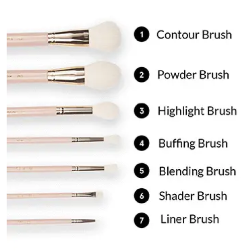 BH Cosmetics Brush Set 7 Piece Travel Series Face & Eye Essentials w/ Travel Bag - Picture 3 of 6