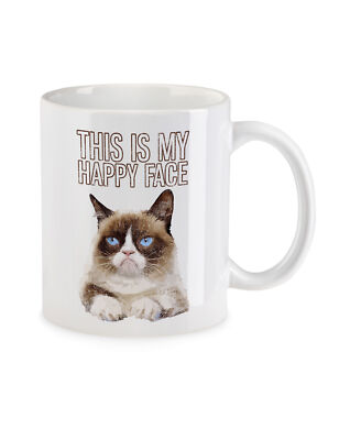 This Is My Happy Face Kaffeetasse Grumpy Cat Smile Fun Cute Girl Katze Katzen