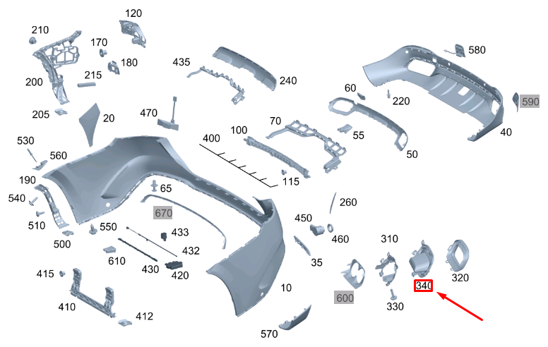 MERCEDES-BENZ GLE W167 Endrohrabdeckung hinten rechts A1678856800
