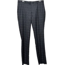 Stacy Adams NEW Windowpane Plaid Dress Pants Button Closure Men 38R Gray