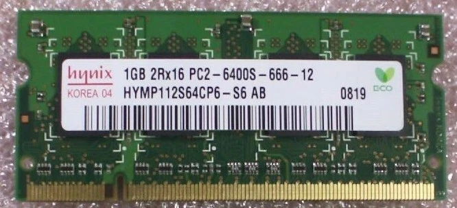 Hynix 2GB (2x1GB) HYMP112S64CP6-S6 PC2-6400S DDR2-800 SO-DIMM Ram Laptop Memory - Image 2 of 3