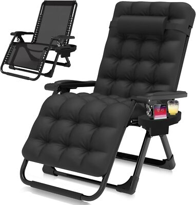 Suteck Zero Gravity Chair, Reclining Camping Lounge Chair 26 inch, Black 