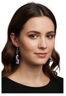 Handcrafted Jewelry Red Bull Inspired Energy Drink Blue Tall Can Dangle Earrings