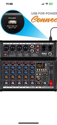 Pyle 6Ch Audio Interface Mixer for FOH w/ DSP 16 Preset Effects PMX466