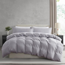 Grey Lavender Cal King Duvet Cover Set 3pc 104x98 Soft Prewashed Zipper Closure