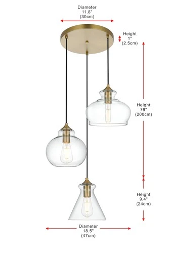 Elegant Lighting LD2247 Destry 3 Light 19"W Multi Light Pendant - Black - Picture 3 of 9