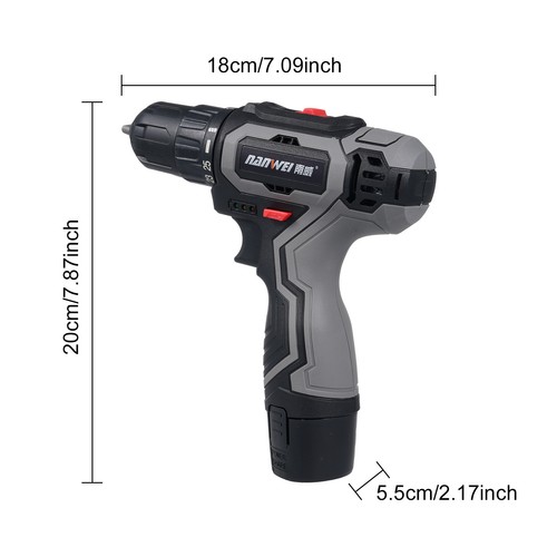 Cordless Drill Driver + 2 Batteries Set Screwdriver Power Tool Hammer Tools UK7 - Picture 14 of 22