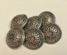 buttons silver tone 1/2" dome shank 6pcs