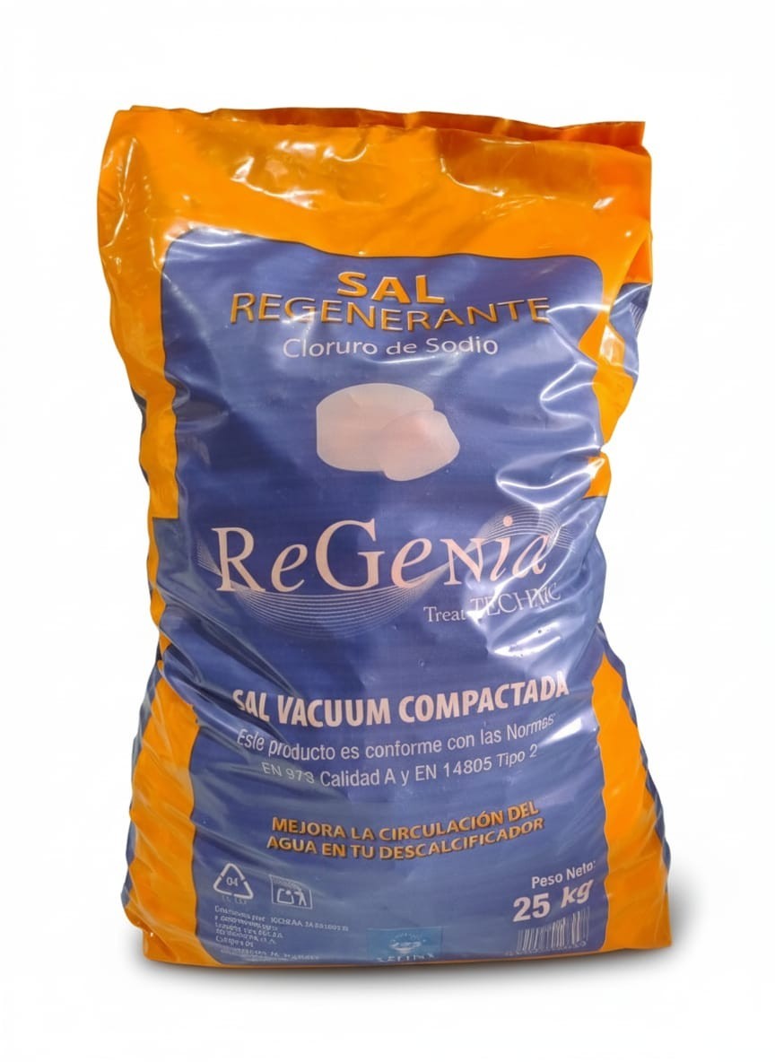Sal mineral Vaccum para Descalcificador y piscinas en Tabletas 20 gr. Saco 25 Kg