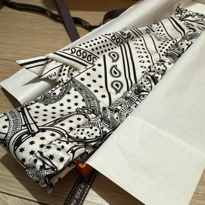 Hermes Monochrome Geometric Silk Scarf Unisex Blanc Noir