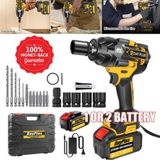 2000Nm Cordless Electric Impact Wrench Drill Gun Ratchet Driver 1 OR 2 Battery
