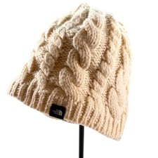 The North Face Cable Knit Beanie One Size Unisex Wool Blend Cream Color