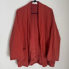 MNG Mango Rust Red Kimono Jacket Open Front Cardigan Oversized Pockets Boho S