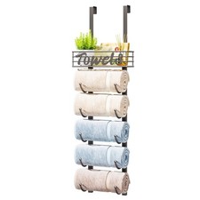 Towel Racks for Bathroom Storage - 6 Tier Over The Door  Wall Mount Rolled