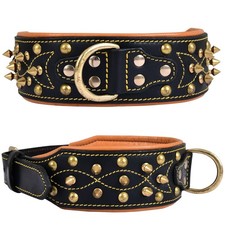 Genuine Leather Spike Dog Collar Western style, Full Grain, Heavy Duty ...