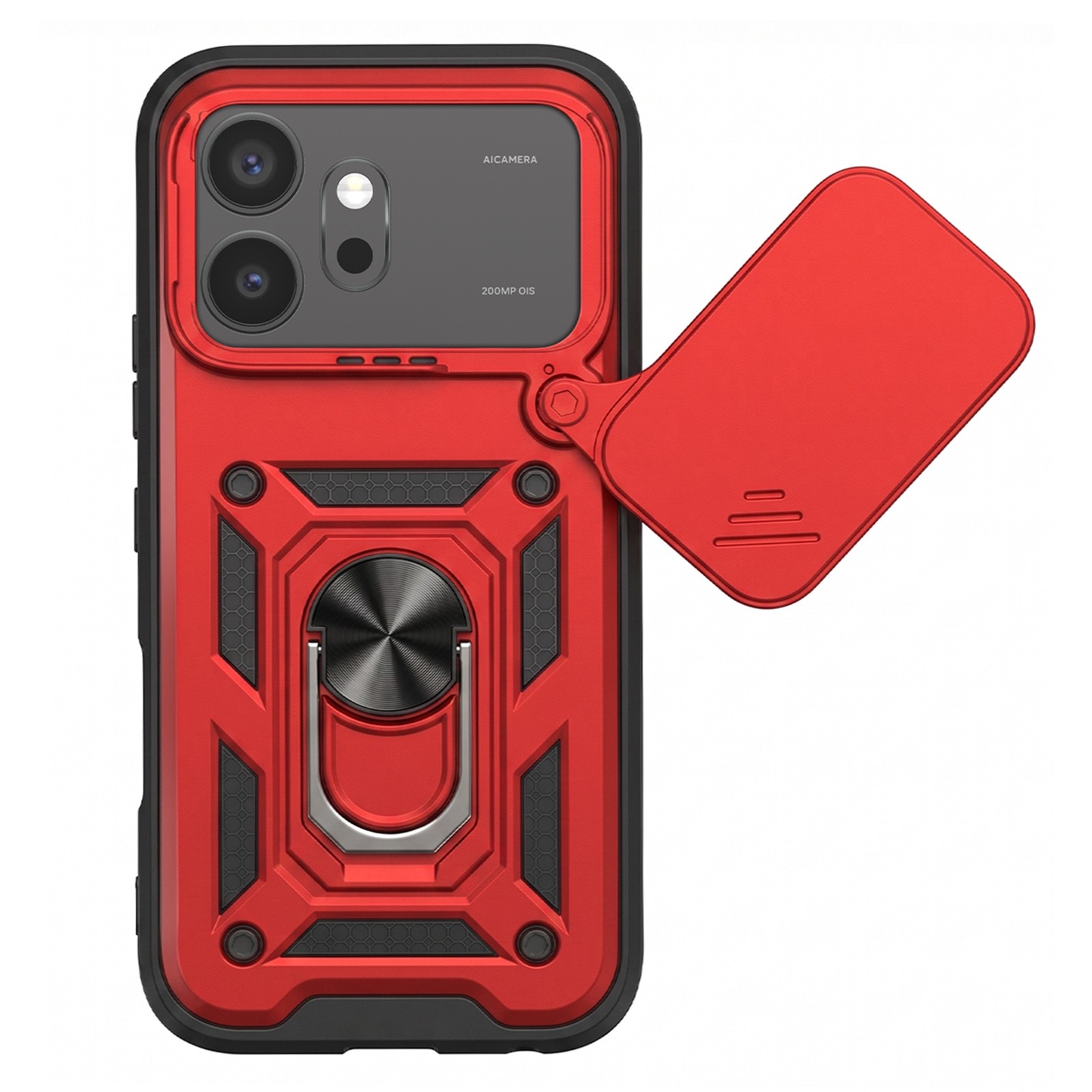 Coque Honor 600 Antichoc avec Protection Caméra Coulissante et Anneau Support Noir