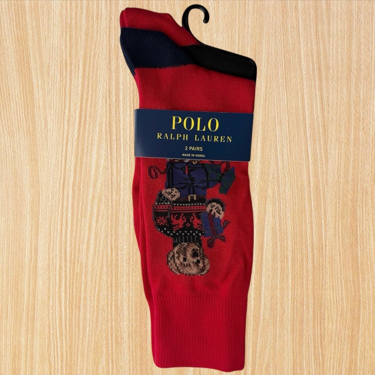 PONY Polo Ralph Lauren Calzini Uomo Polo Bear Fair Isle Confezione da 2 Nero Rosso 10 13