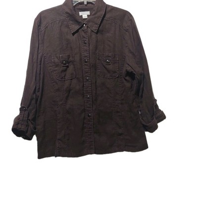 Christopher & Banks XL Women's Button Up 3/4 Cuffed Sleeve 