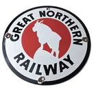 Vintage Great Northern Railway Sign - Train Rail Porcelain Station Gas Sign