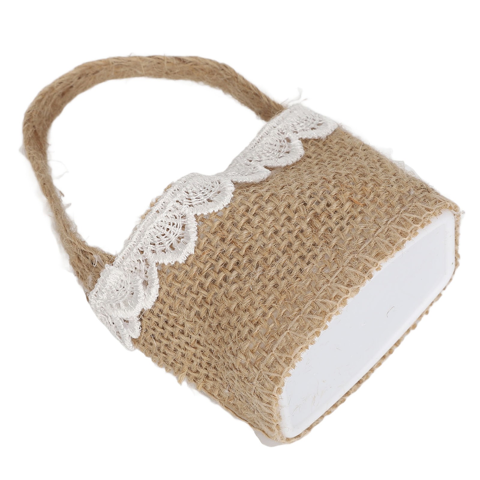 5pcs Burlap Wedding Flower Girl Basket Vintage Rustic Flower Basket Handheld BLW