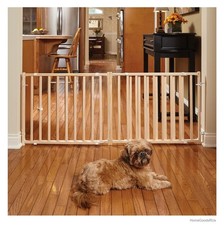 Extra Wide Wooden Pet Gate 24 Inch Tall for Dogs Cats Doorway Expands 50 to 94