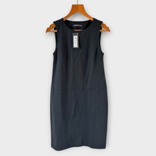 Marks & Spencer Dress 8 Black Shift Pencil Sleeveless Knee Work Smart Career NEW