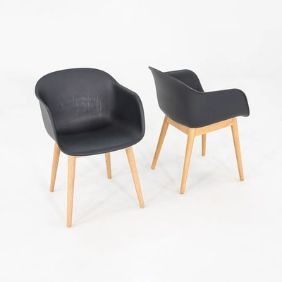 2025 Iskos Berlin for Muuto Fiber Arm Chair w/ Wood Legs in Black 11x Available
