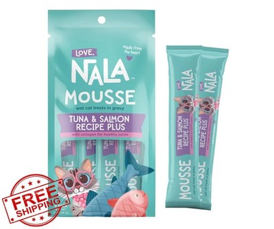 LOVE, NALA Cat Treats Tuna Salmon Collagen Mousse 4 Pack Grain-Free